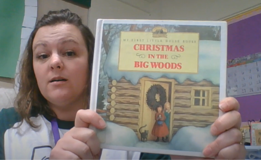 Mrs. Campbell reading "Christmas in the Big Woods" Ridgedale Local